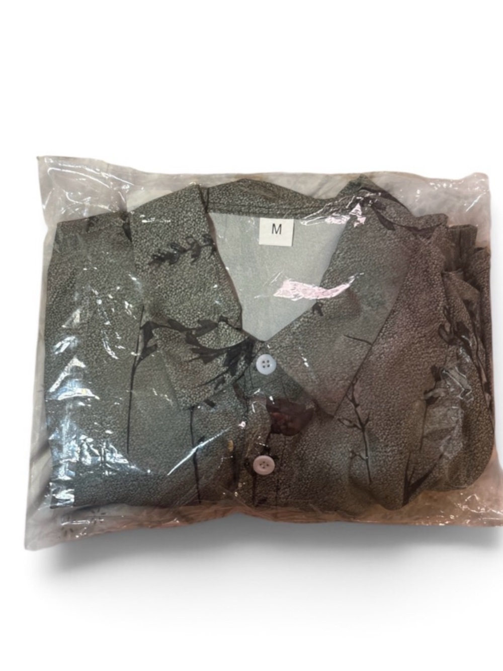 Women's Olive Green Printed Button-Down Shirt - M